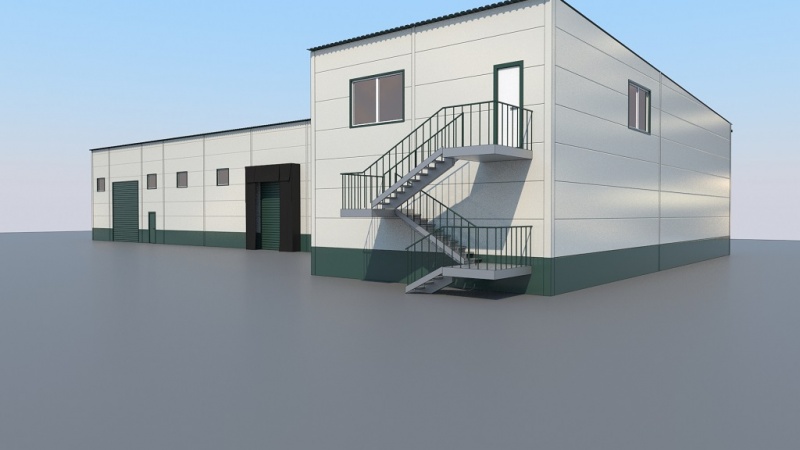 Проект склада с офисными помещениями и гаражом в Москве