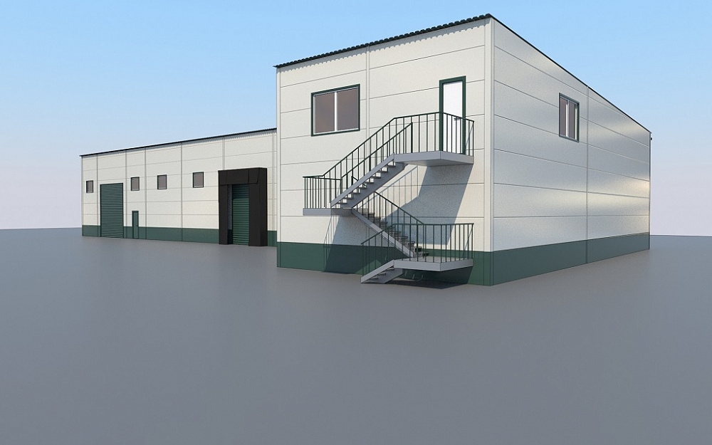 Склад с офисными помещениями и гаражом в г. Мирный